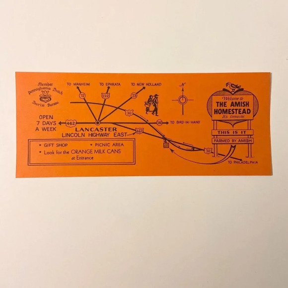 Vintage The Amish Homestead Pennsylvania Travel Brochure  Souvenir Leaflet - Picture 4 of 7